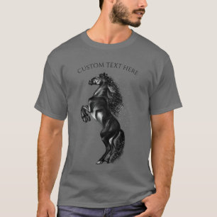 Black Wild Horse T-Shirt with Custom Text