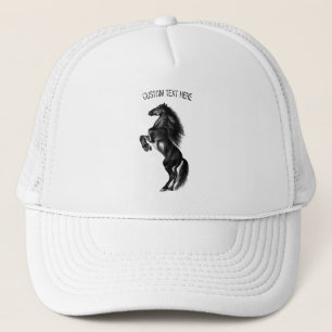 Black Wild Horse Trucker Hat with Custom Text