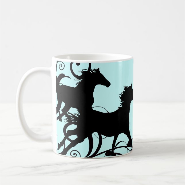 Black Wild Horses Coffee Mug (Left)