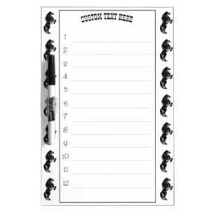 Black Wild Horses Dry Erase Board with Custom Text