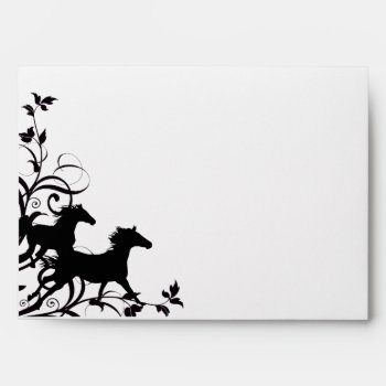 Black Wild Horses Envelope by PaintingPony at Zazzle
