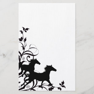 Black Wild Horses Stationery