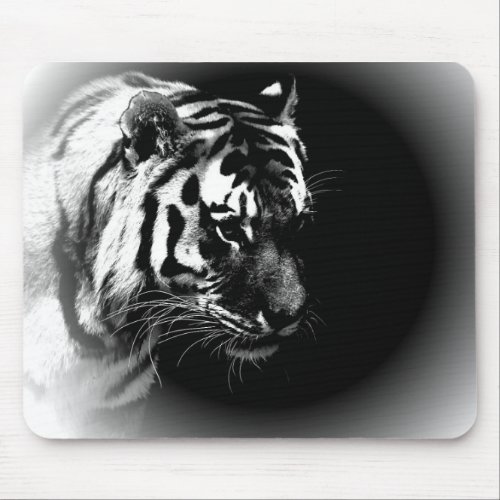 Black  Wild Tiger Head Mouse Pad