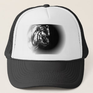 Black & Wild Tiger Head Trucker Hat