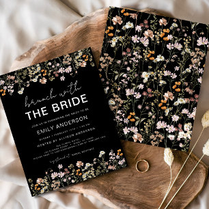 Black Wildflower Bridal Brunch Invitations
