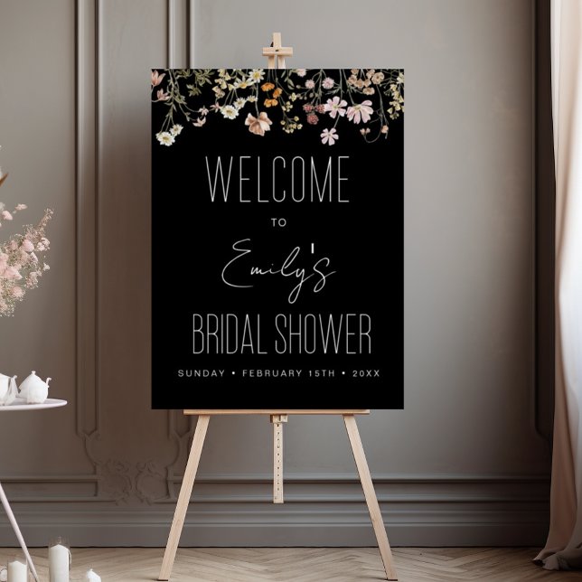 Black Wildflower Bridal Shower Welcome Sign (Creator Uploaded)