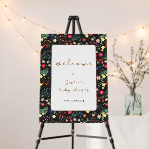 Black Wildflower Frame Welcome Sign Baby Shower