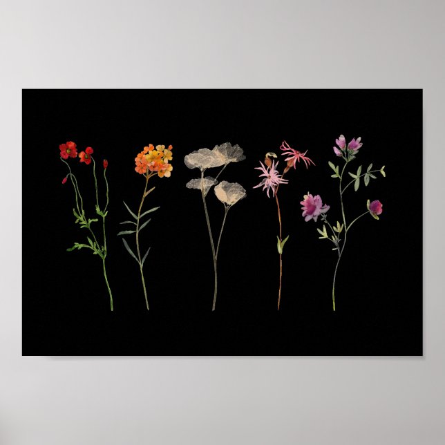 Black Wildflower Lesbian Pride Wall Art (Front)