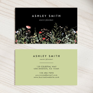 Black Wildflower Meadow Business Card