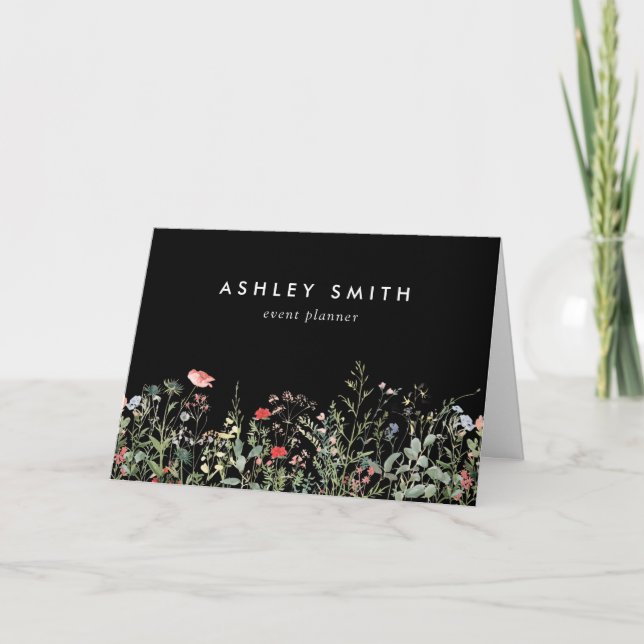 Black Wildflower Meadow Client Thank You Card (Front)