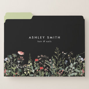 Black Wildflower Meadow File Folder