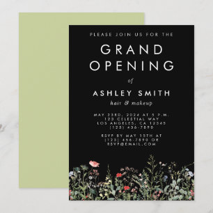 Black Wildflower Meadow Grand Opening Invitation