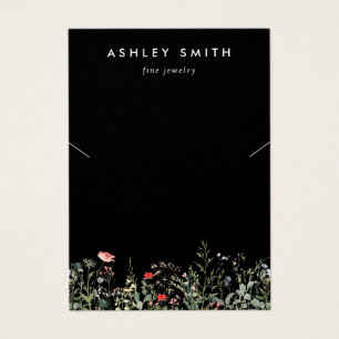 Black Wildflower Meadow Necklace Display Card