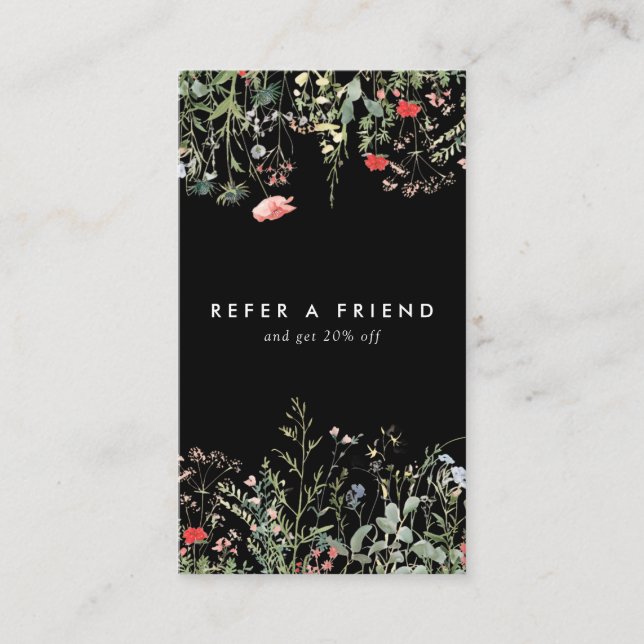 Black Wildflower Meadow Referral Card (Front)