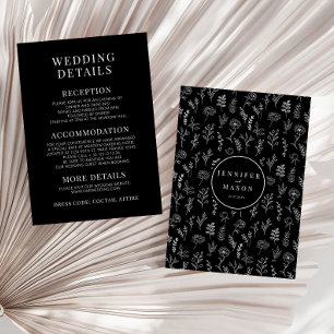 Black wildflower simple rustic wedding details enclosure card