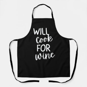 Black “Will Cook for Wine” Women’s Funny Wine Apron