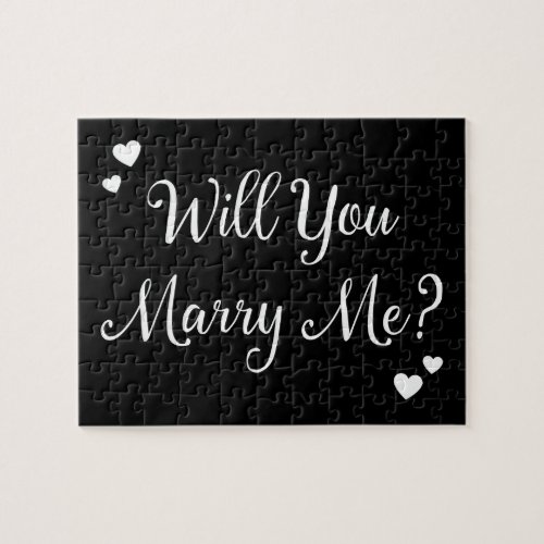 Black Will You Marry Me Gothic Marriage Proposal Jigsaw Puzzle