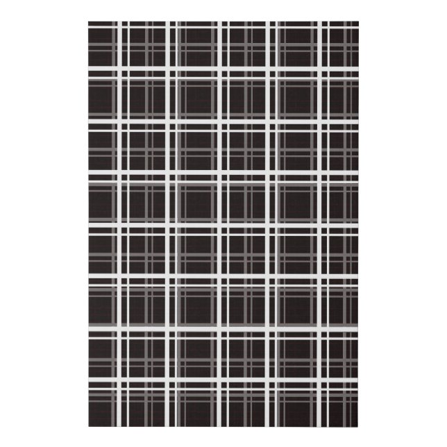 Black Windowpane Plaid Grid Stripes Pattern Design Faux Canvas Print (Front)