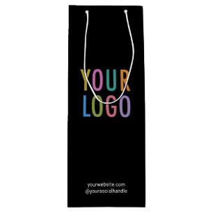 Black Wine Gift Bag Custom Business Logo Branded