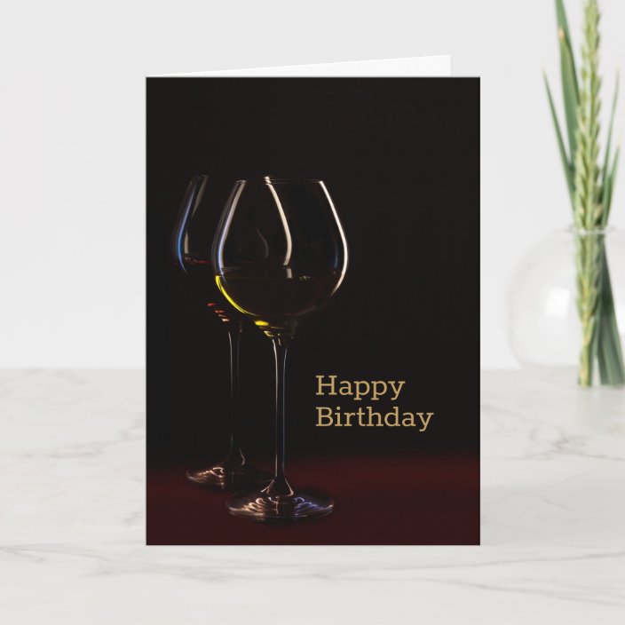 Black Wine Glass Happy Birthday Card