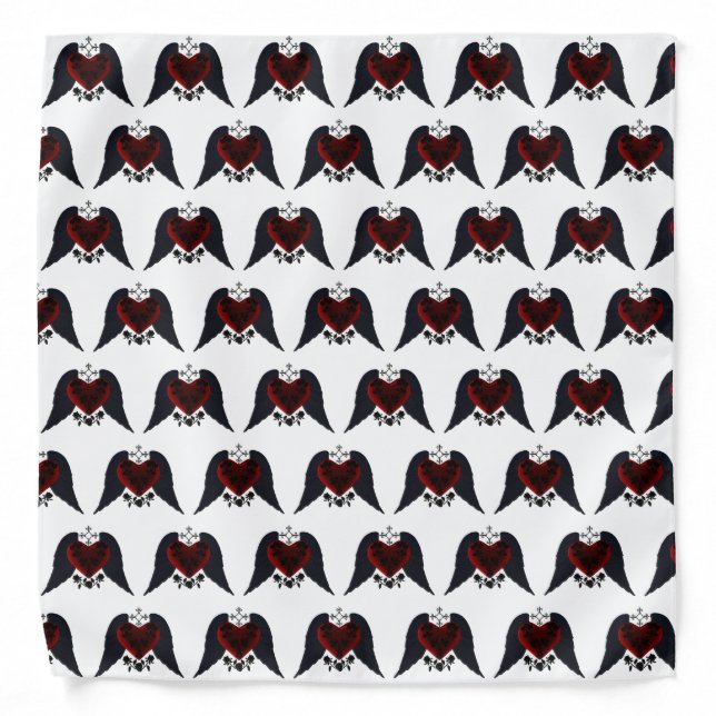 Black Winged Goth Heart Bandana (Front)