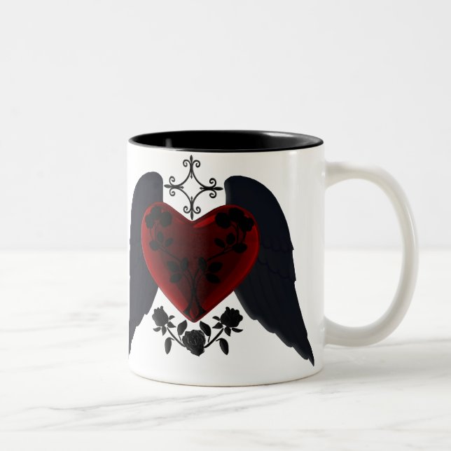 Black Winged Goth Heart Mug (Right)
