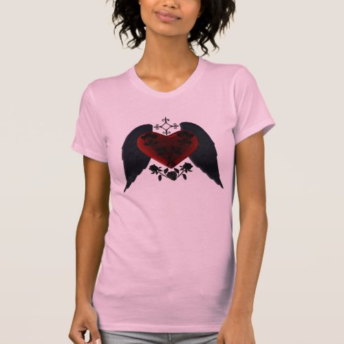 Black Winged Goth Heart Shirt