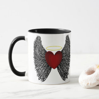 Black Winged Halo Heart Mug