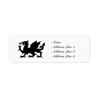 Black Winged Wales Dragon Address Label or Tag