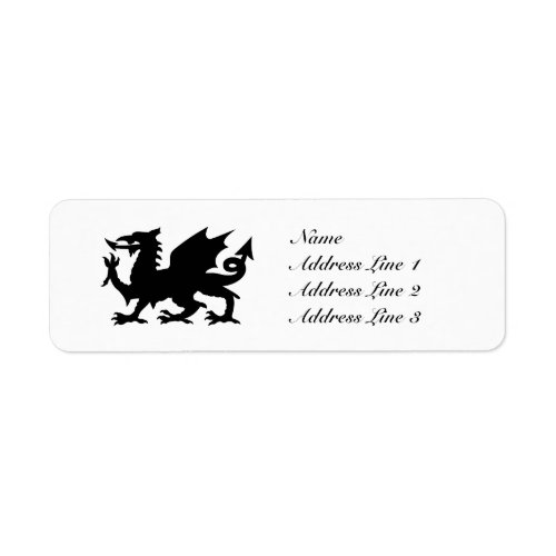 Black Winged Wales Dragon Address Label or Tag