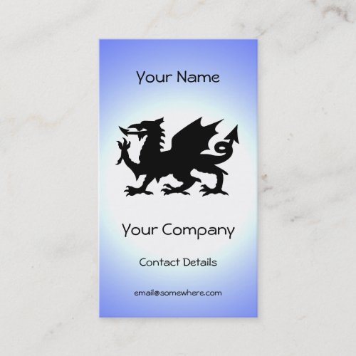 Black Winged Wales Dragon Against Blue Sky Sun Business Card Template