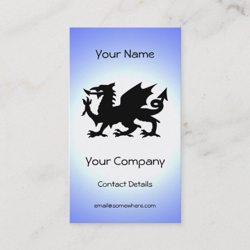 Customizable Black Winged Wales Dragon Against Blue Sky Sun Business Card Template