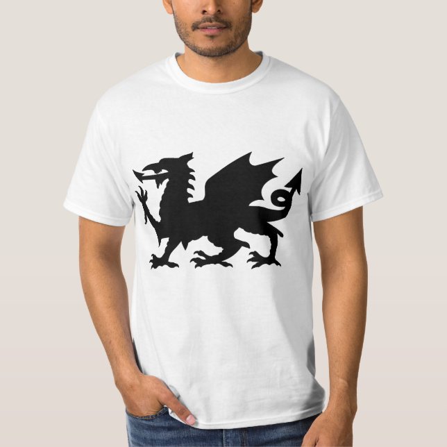 Black Winged Wales Dragon Silhouette Tee (Front)