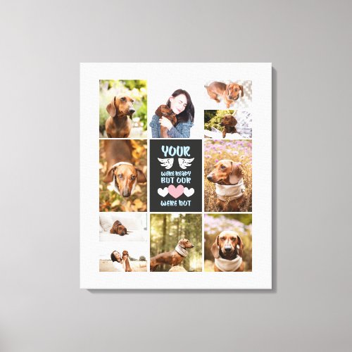 Black Wings Ready Hearts Not Pet Memorial Collage  Canvas Print