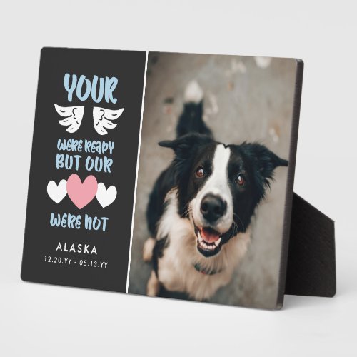 Black Wings Ready Hearts Not Pet Memorial Photo Plaque