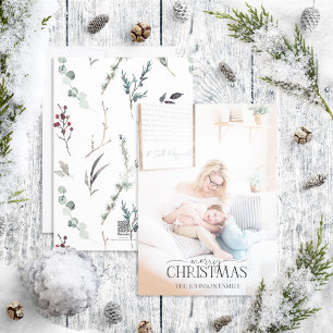 Black Winter Botanical Merry Christmas Photo Holid Holiday Card
