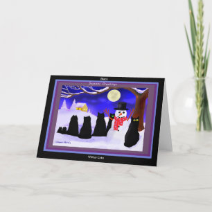 Black Winter cats Christmas cards