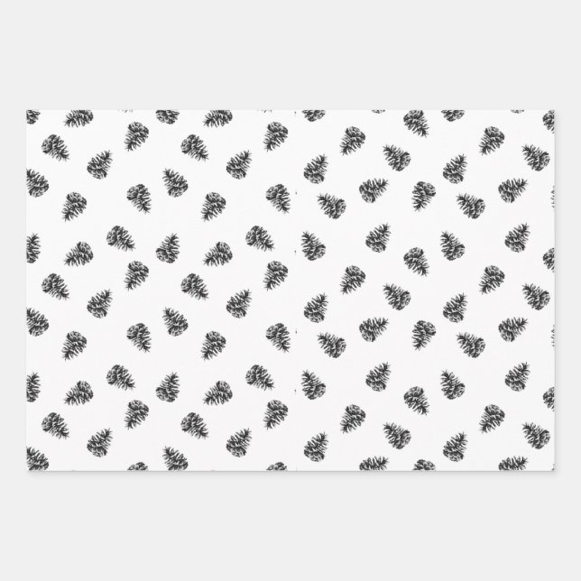  Black Winter Holiday  Wrapping Paper Sheets (Front)