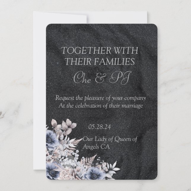 Black Winter Minimalist Wedding Invitation (Front)
