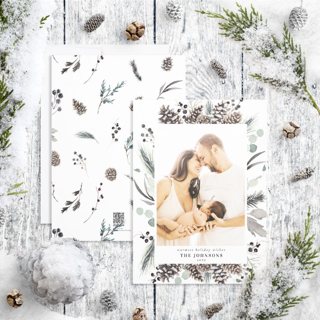 Black Winter Pinecone Botanicals Photo Holiday Car (Creator Uploaded)