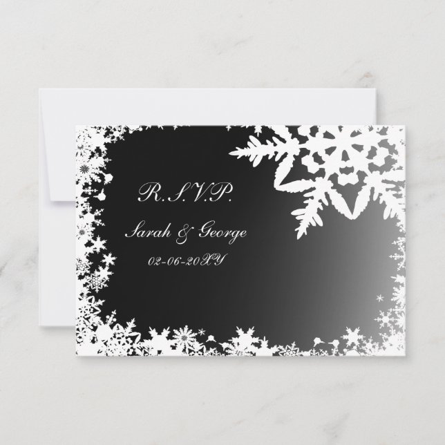 black winter wedding rsvp standard 3.5 x 5 (Front)