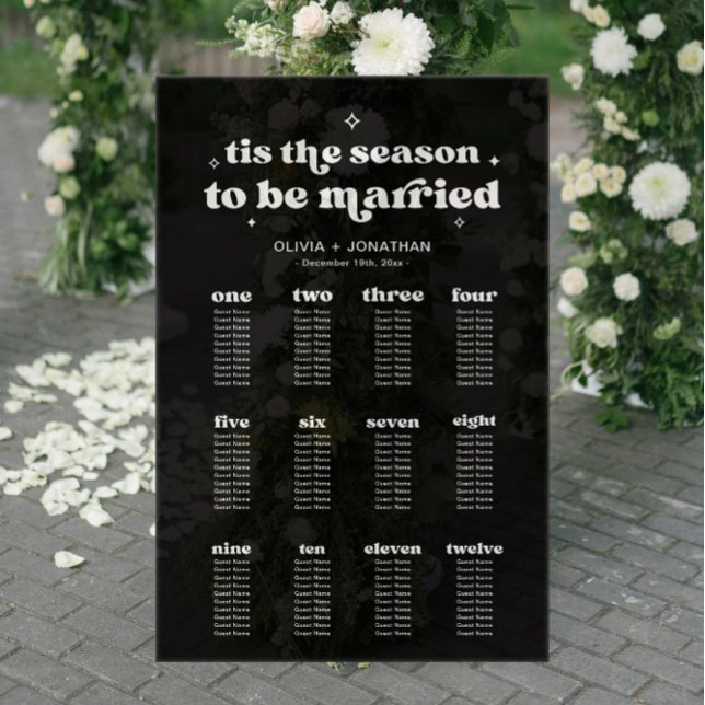 Black Winter Wedding Seating Chart Acrylic Sign (Creator Uploaded)