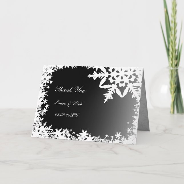 black winter wedding Thank You Card (Front)