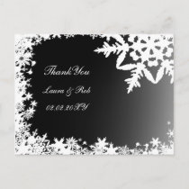 black winter wedding Thank You Postcard