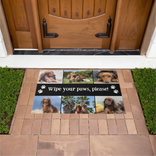 Black Wipe Your Paws 6 Dog Photos Doormat