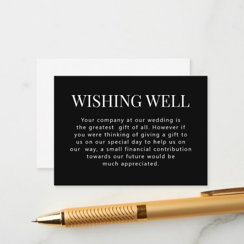 Black Wishing Well Modern Elegance Wedding Enclosure Card