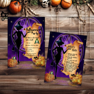 Black Witch Halloween Invitation