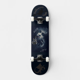 Black witch Halloween Night Haunted Photo Skateboard
