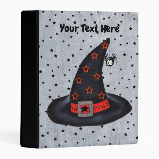 Black Witch Hat Cute Spider Black Stars Mini Binder