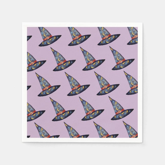 Black Witch Hat Drawing  Napkins (Front)